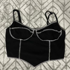 Black Stitch Style Cropped Top